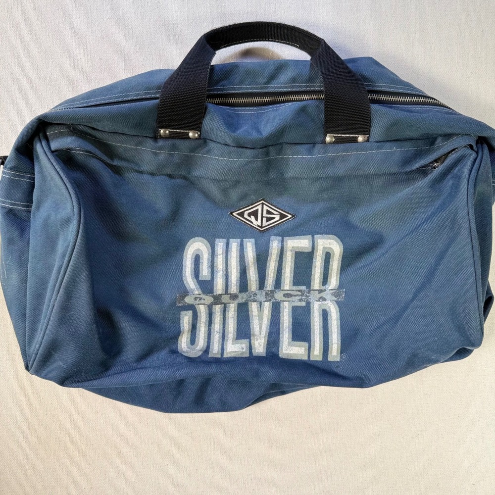 Vintage Quiksilver Duffel Bag Blue Canvas Surf Travel Gym Bag Large Graphic QS